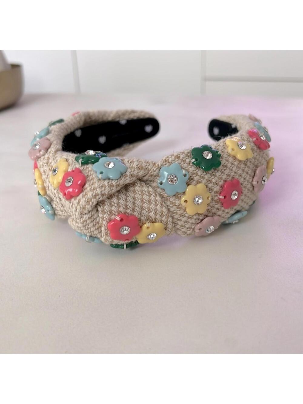 Lele Sadoughi Daphne Flower Charm Headband Rainbow Vintage - Picture 7 of 9
